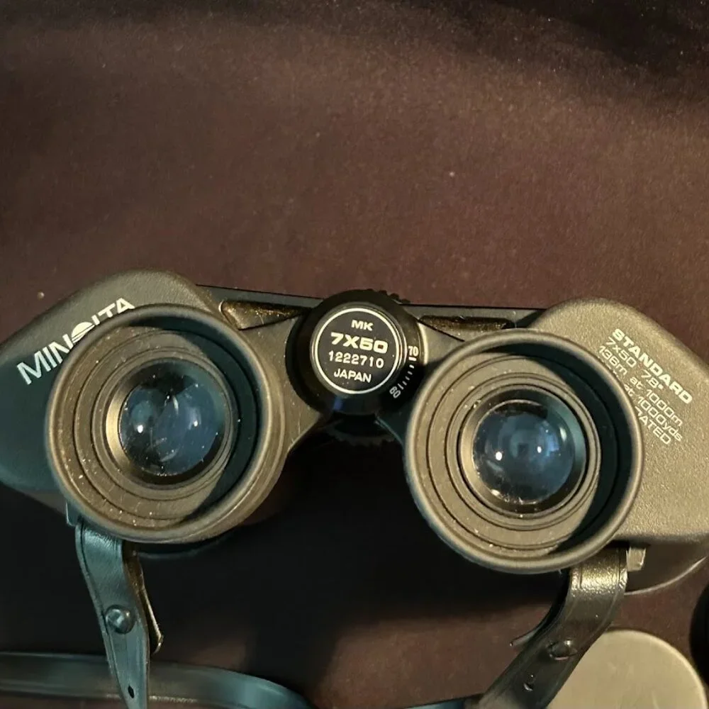 Minolta Standard MK 7X50 7.8° Binoculars Burgundy Case Cloth Multi-Coated Japan